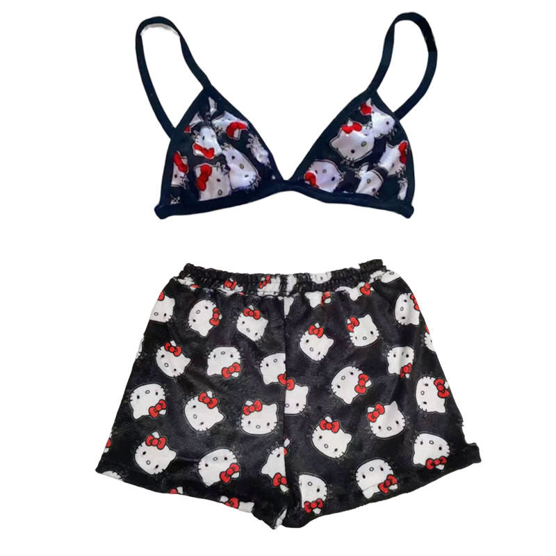 Cartoon Casual Plush Pajamas Set