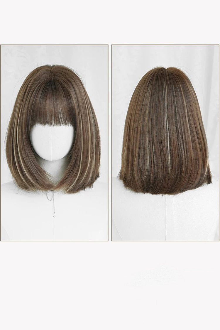 Fluffy Clavicle Bob Lolita Wig with Natural Highlights