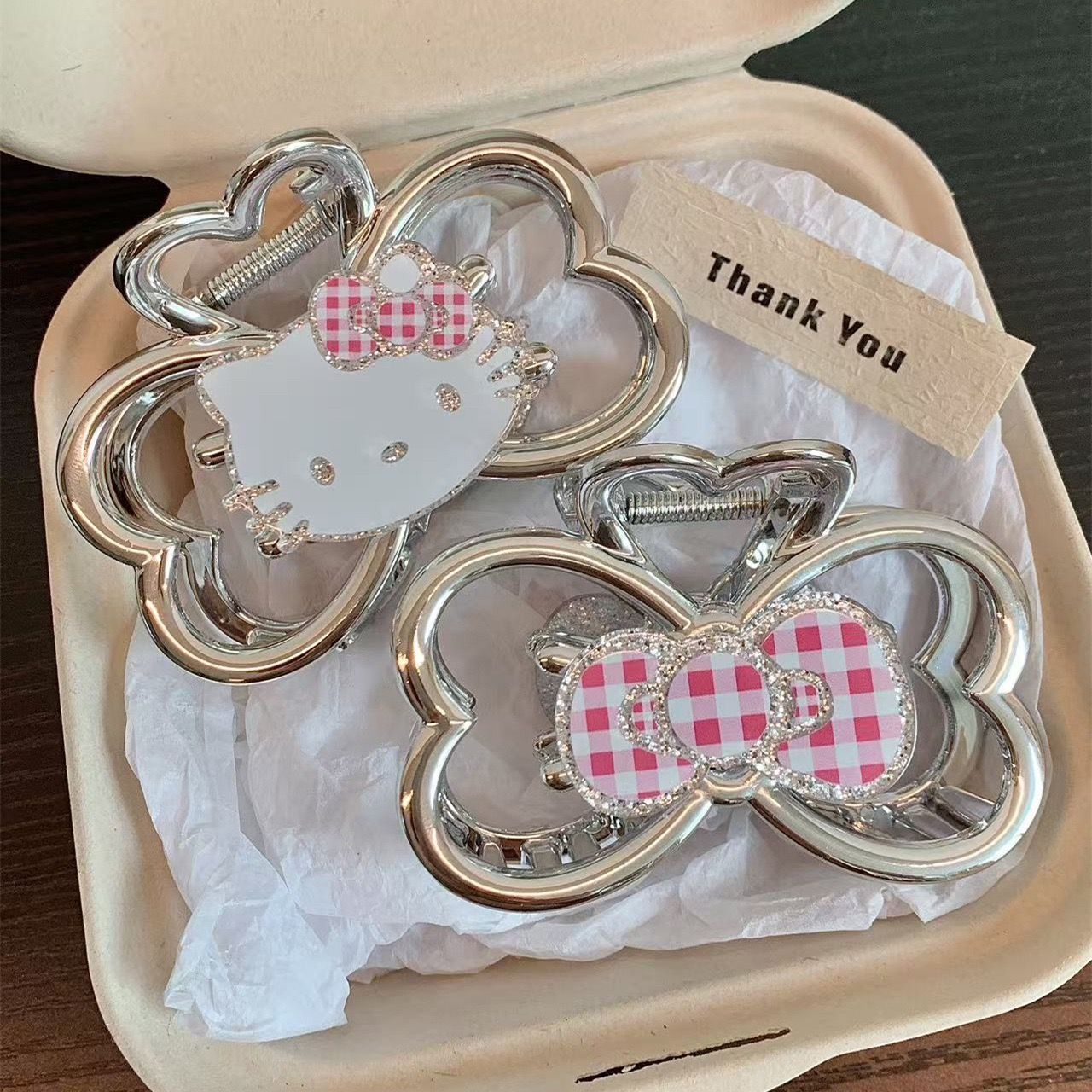 Cute Sweet Silver Kitty Grab Clip