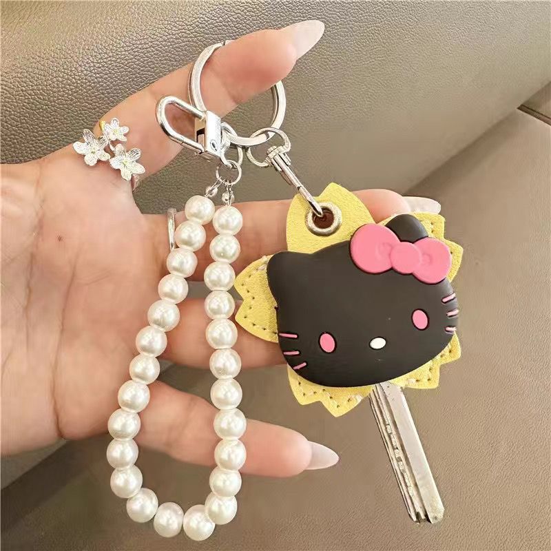 Cartoon Kitty Floral Key Card Cover