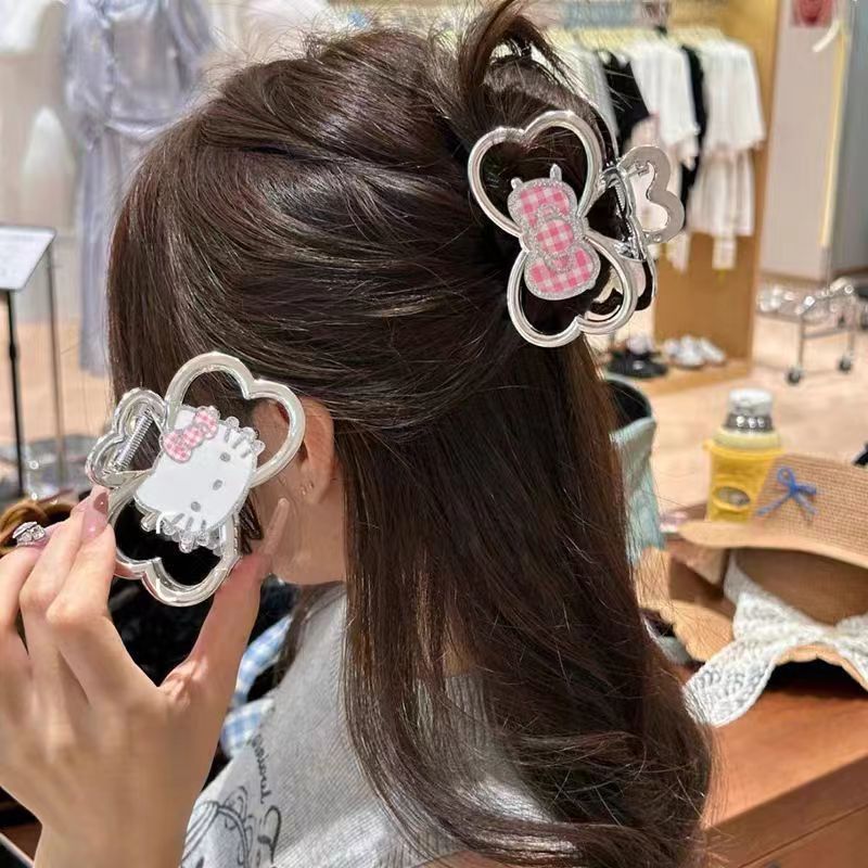 Cute Sweet Silver Kitty Grab Clip