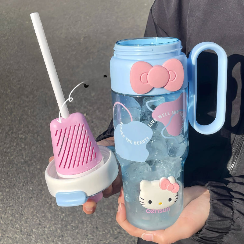 Süße Cartoon Kitty Strohhalm Tasse Flasche 850ML KI685