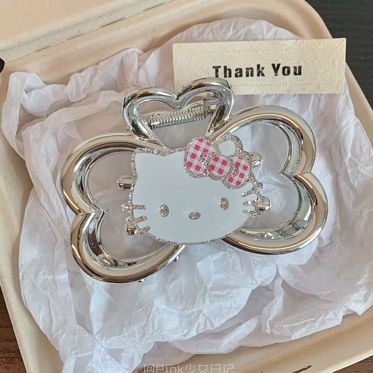 Cute Sweet Silver Kitty Grab Clip