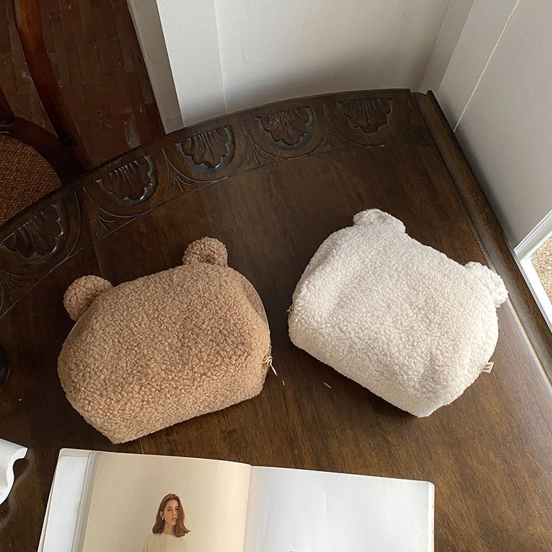 Cute Bear Plush Embroidery Makeup Bag
