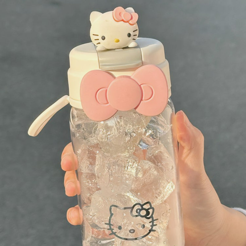 Kitty Bow Plastic Straw Bottle KI462