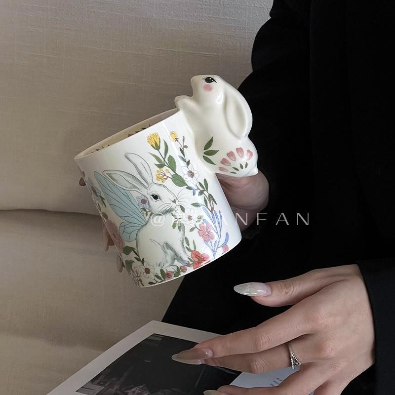 Cartoon Ceramic Flower Rabbit Cup - Lovesickdoe