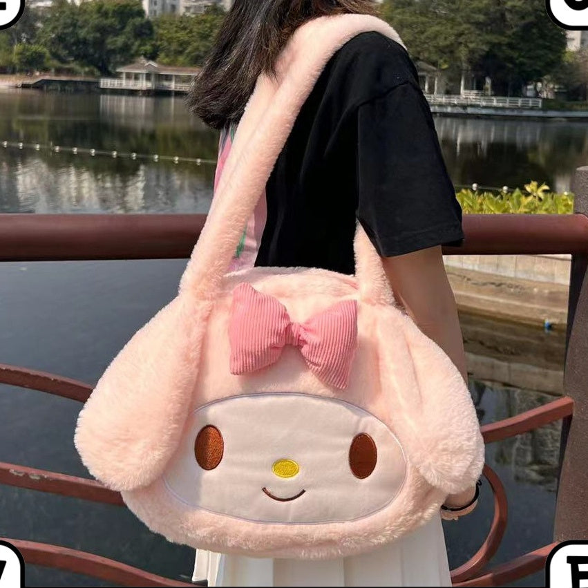 Kawaii Cinna Furry Shoulder Bag with Bow