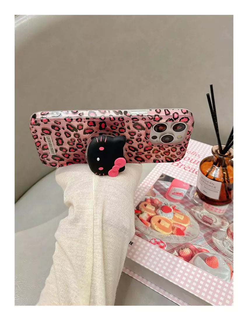 Kitty Leopard Phone Case and Pop Socket