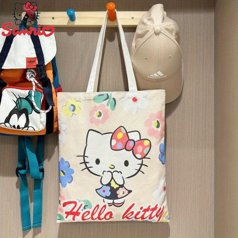 Cartoon Kitty Canvas Shoulder Tote Bag