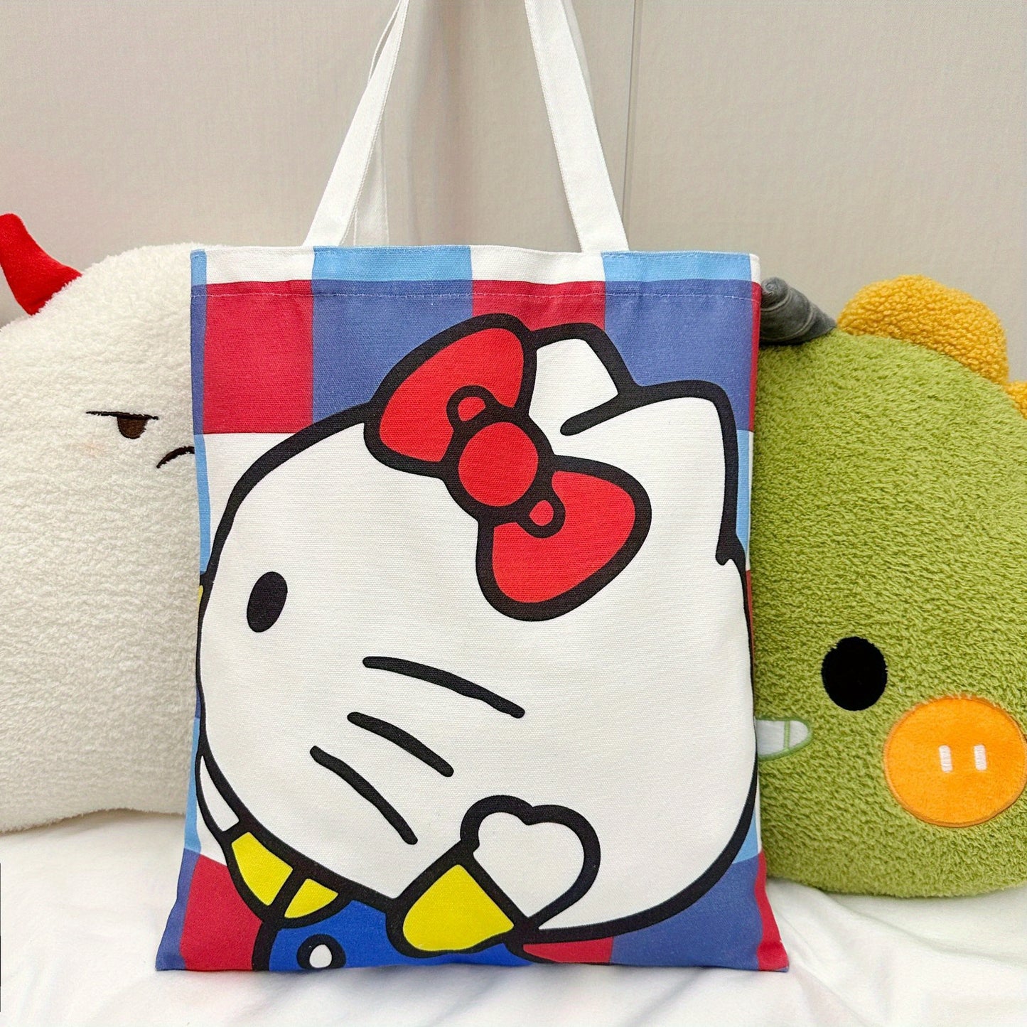 Cartoon Kitty Canvas Shoulder Tote Bag