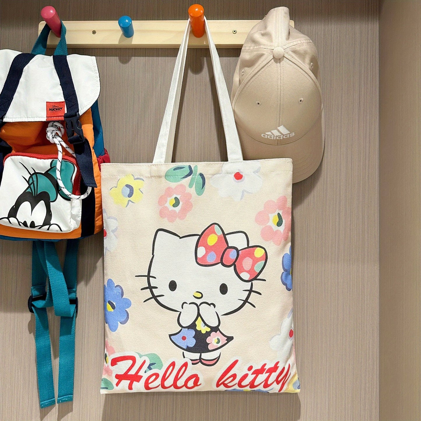 Cartoon Kitty Canvas Shoulder Tote Bag