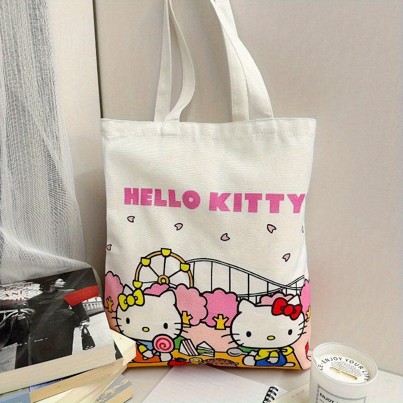 Cartoon Kitty Canvas Shoulder Tote Bag