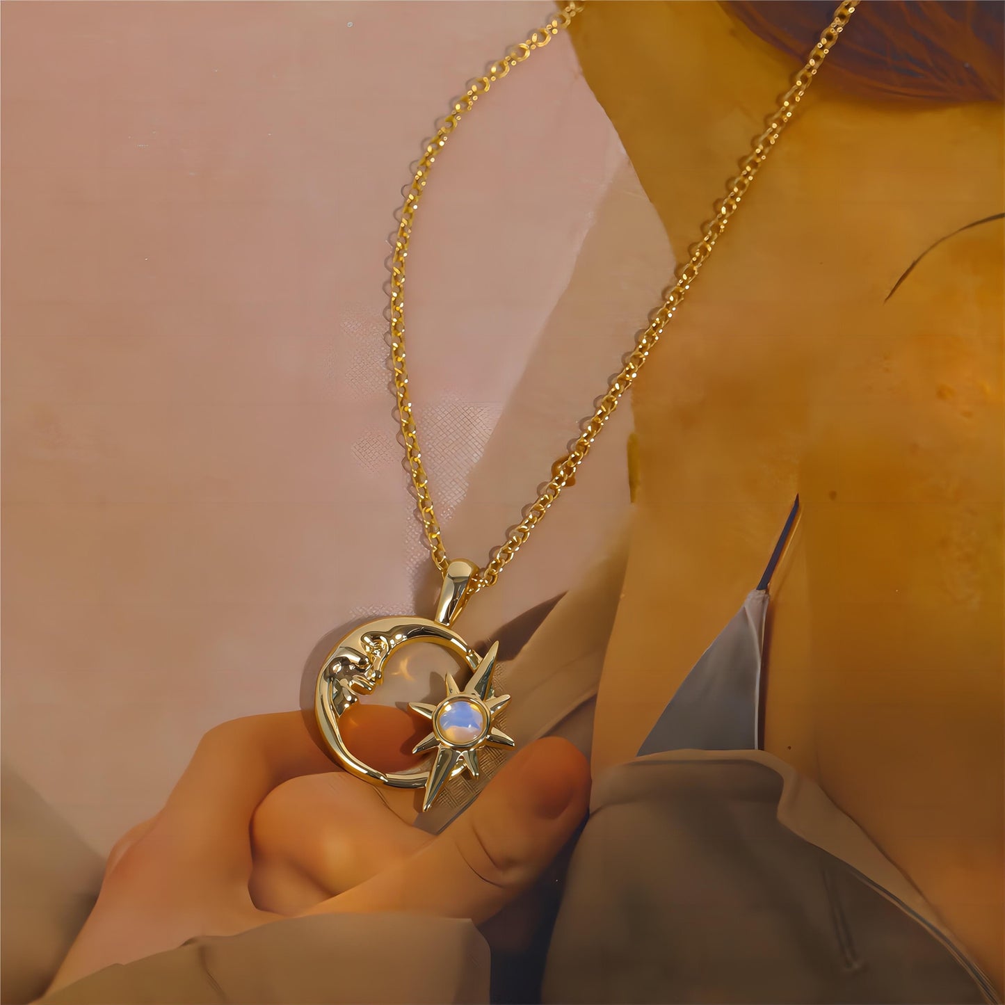Collier Opale Étoile Phase de Lune
