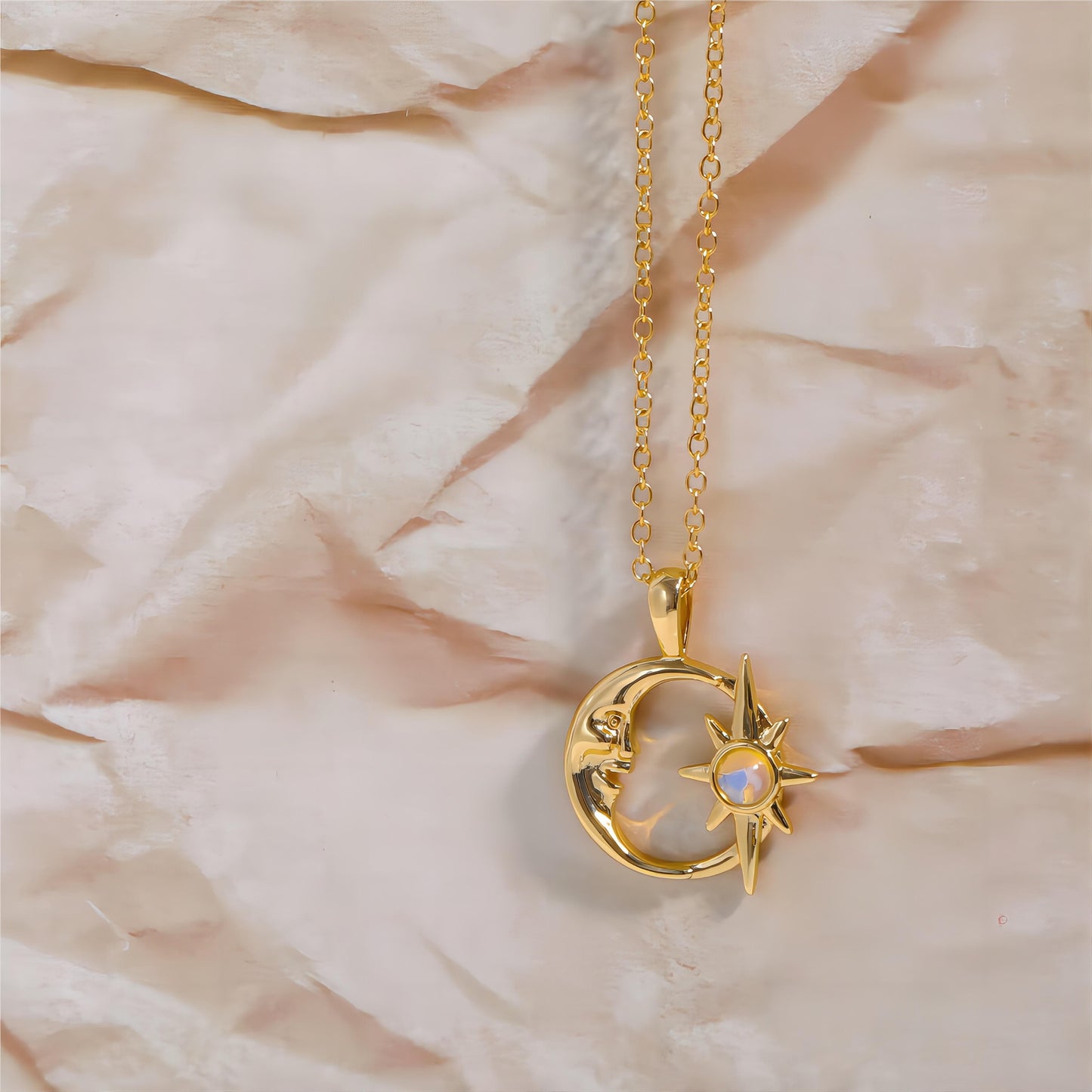 Collier Opale Étoile Phase de Lune