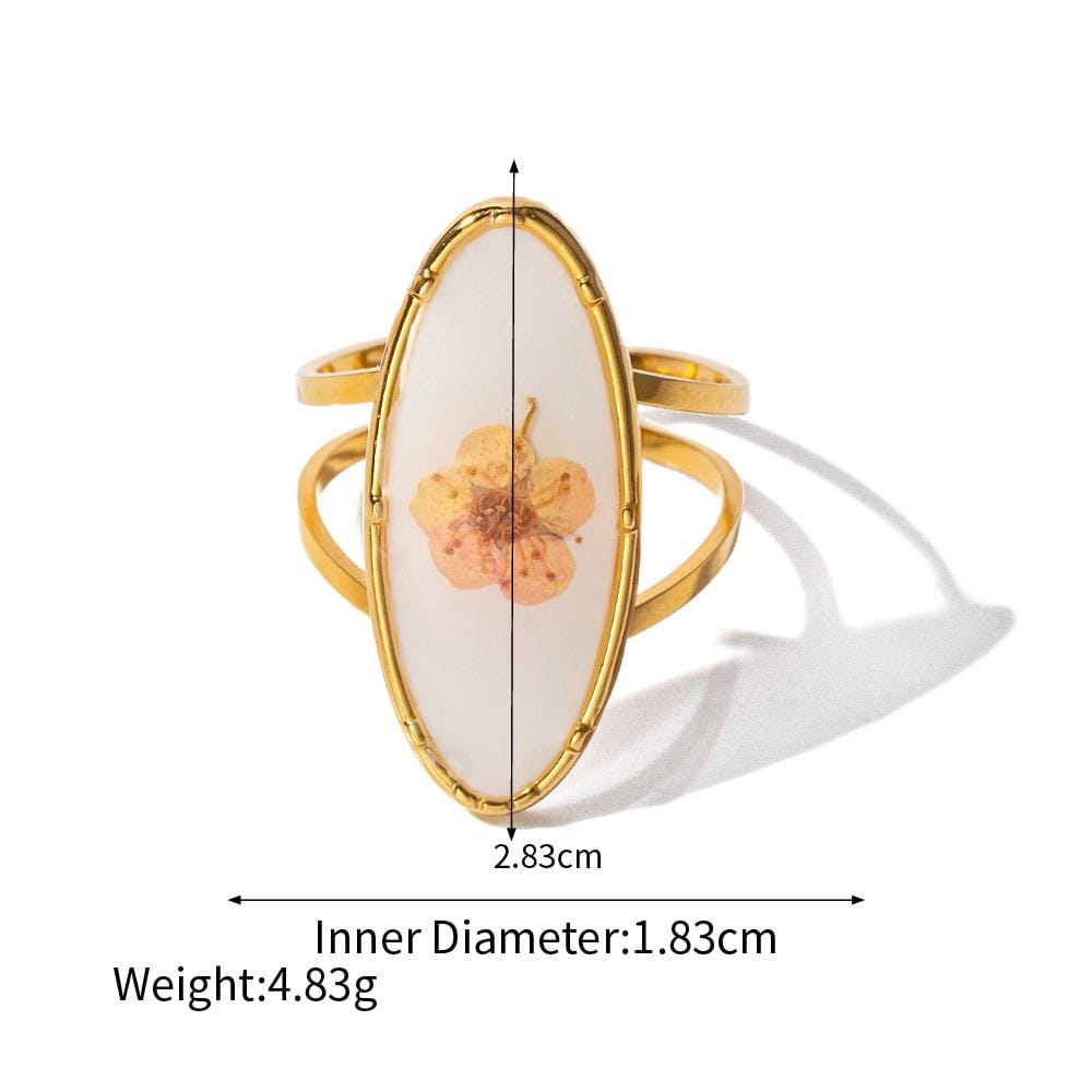 Gold Real Dried Flower Ring