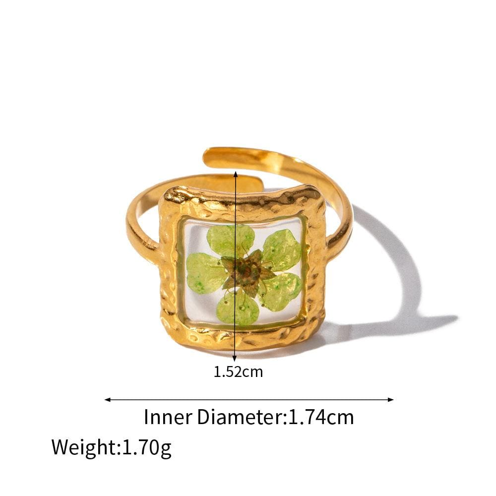 Gold Real Dried Flower Ring