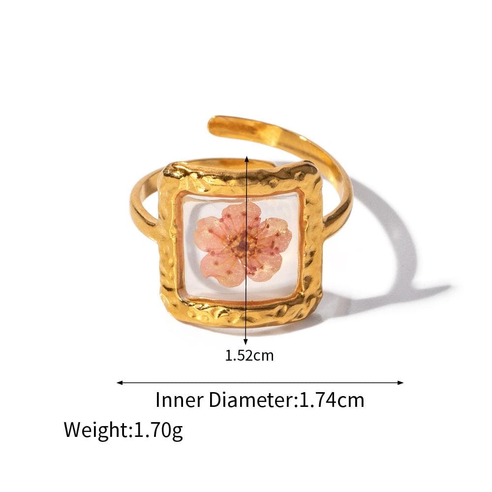 Gold Real Dried Flower Ring