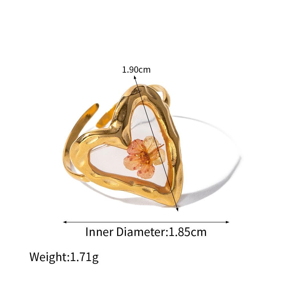 Gold Real Dried Flower Ring