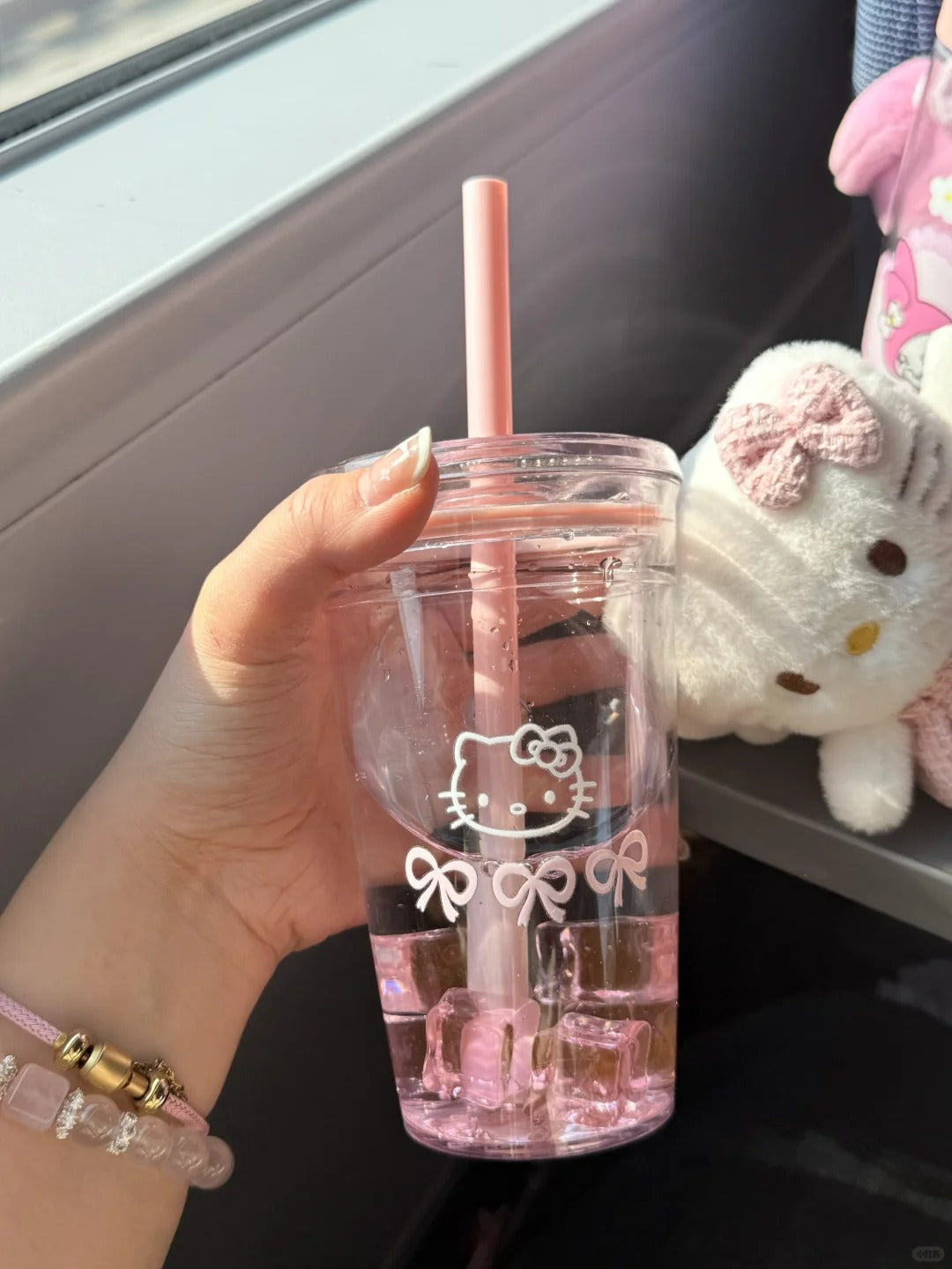 Kitty Straw Cup Water Bottle 450ml