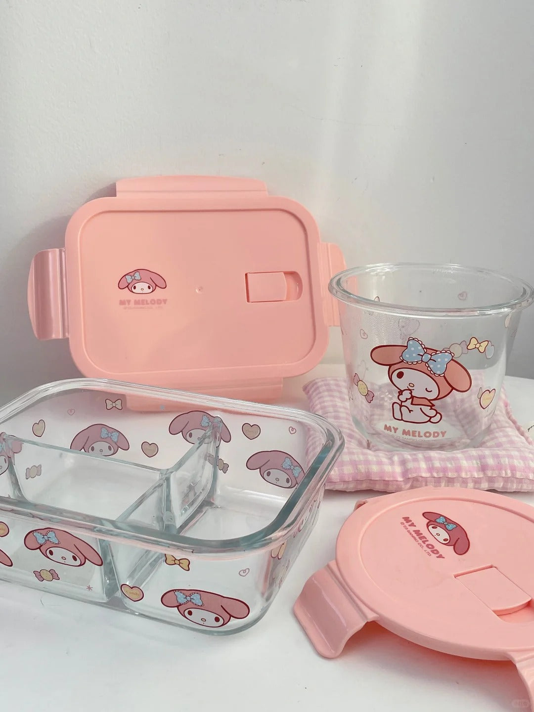 Süße Lunchbox aus transparentem Glas