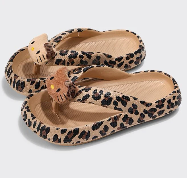 Kitty Leopard Chunky Thongs
