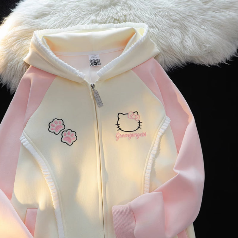 Süßer Kapuzenpullover mit Katzenschleife KI590