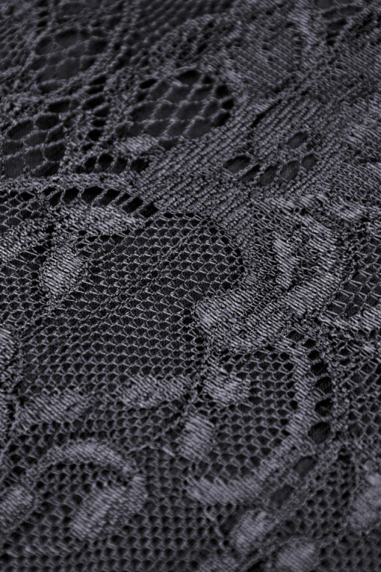 Midnight Lace-Trimmed Crop Top with Deep Plunge Neck