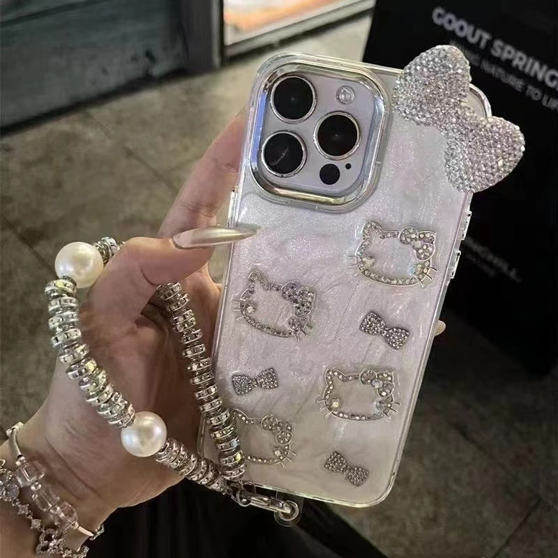 Kawaii White Kitty Electroplated Protective Case