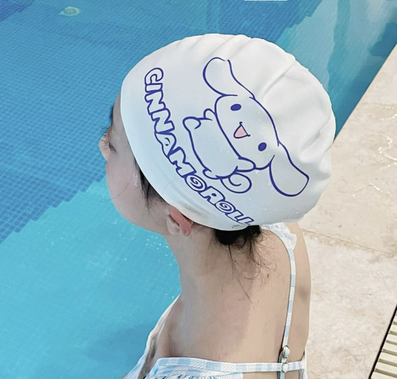 Bonnet de bain blanc à motifs de dessins animés