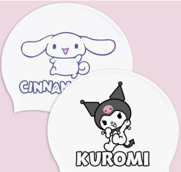 Bonnet de bain blanc à motifs de dessins animés