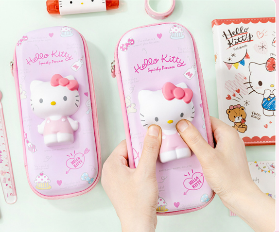 Pink Cute Kitty Squishy Pencil Bag