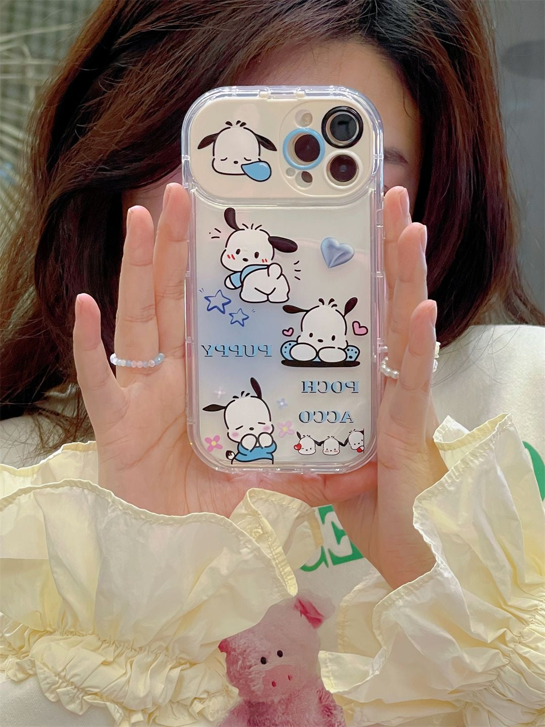 Pocha Phone Case with Mirror and Dangle Charm
