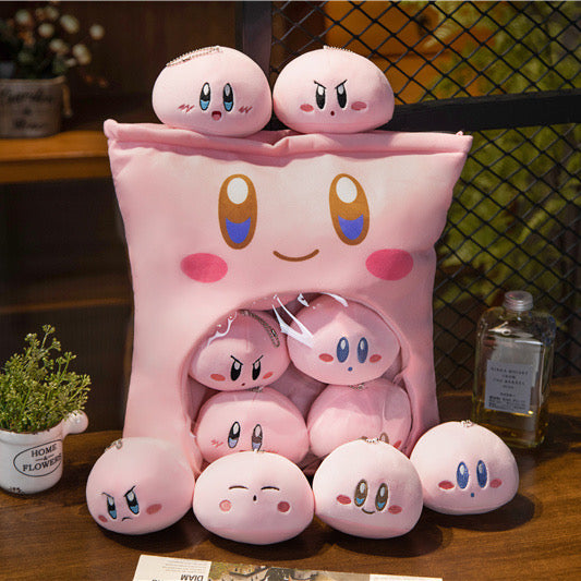Kirby with 6 Small Doll Plush Bag