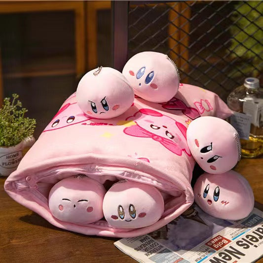 Kirby with 6 Small Doll Plush Bag