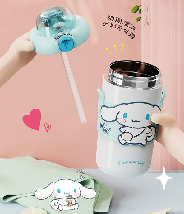 Kawaii Vacuum Bottle with Shoulder Strap 380ml