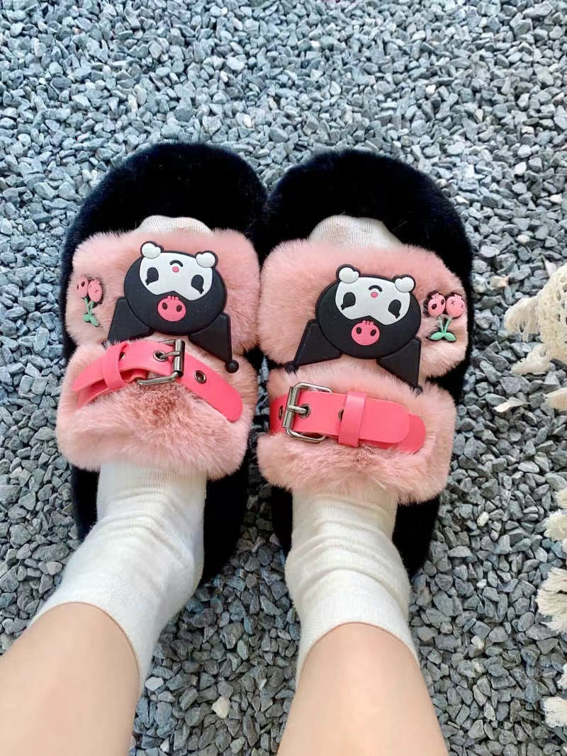 Kuro Open-Toe Cozy Fuzzy Slippers