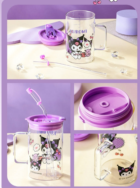 700ml Glass Straw Lid Glass Cup