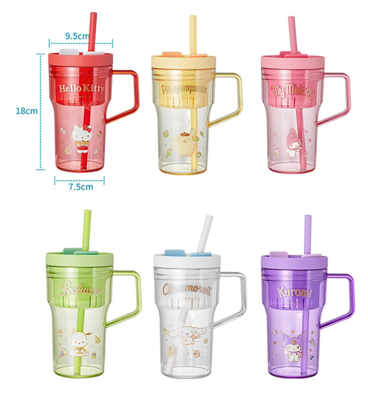 Cartoon Straw Handle Cup 750ml