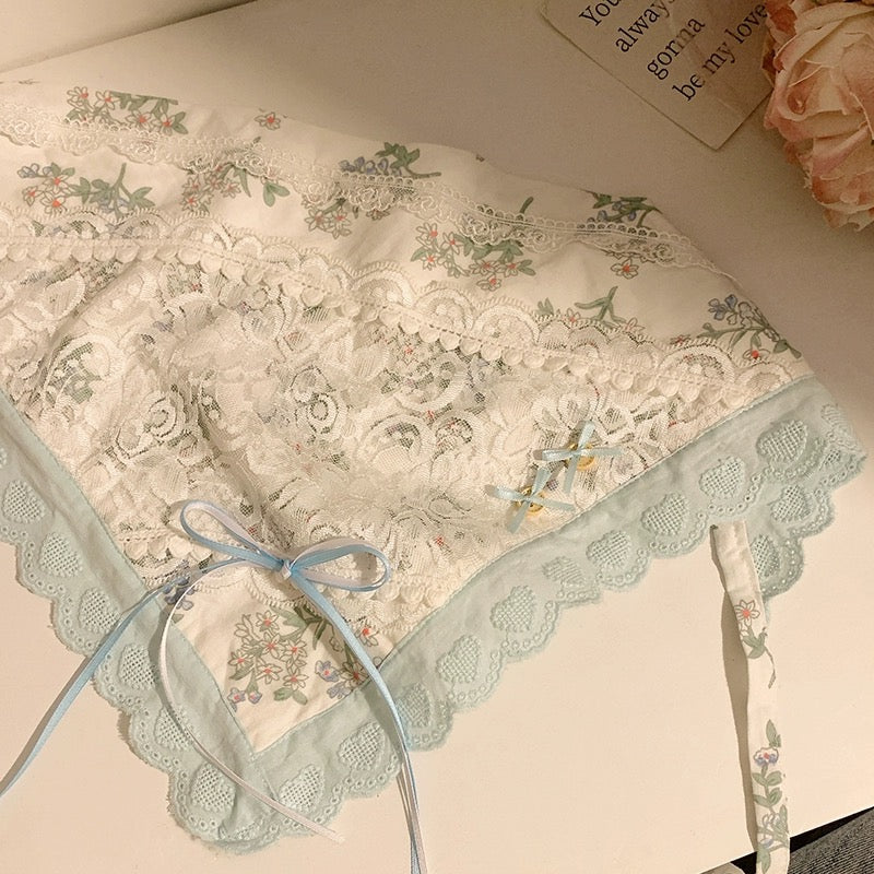 Foulard à cheveux avec nœud en ruban de dentelle florale colorée