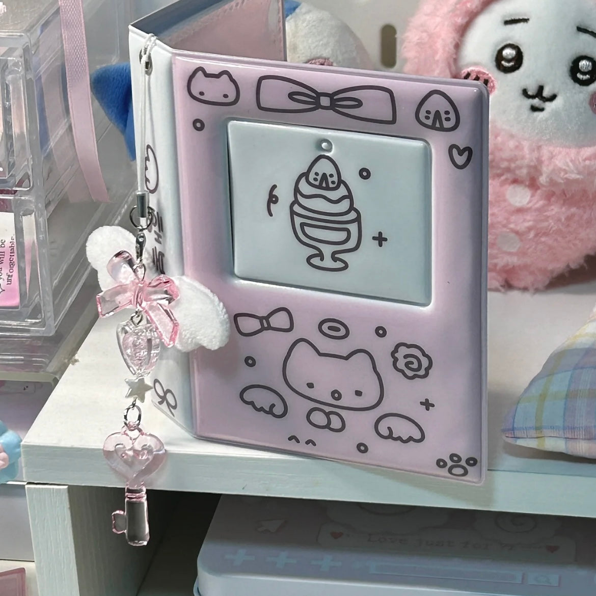 Sweet Pink Bowknot Star Keychain Phone Strap