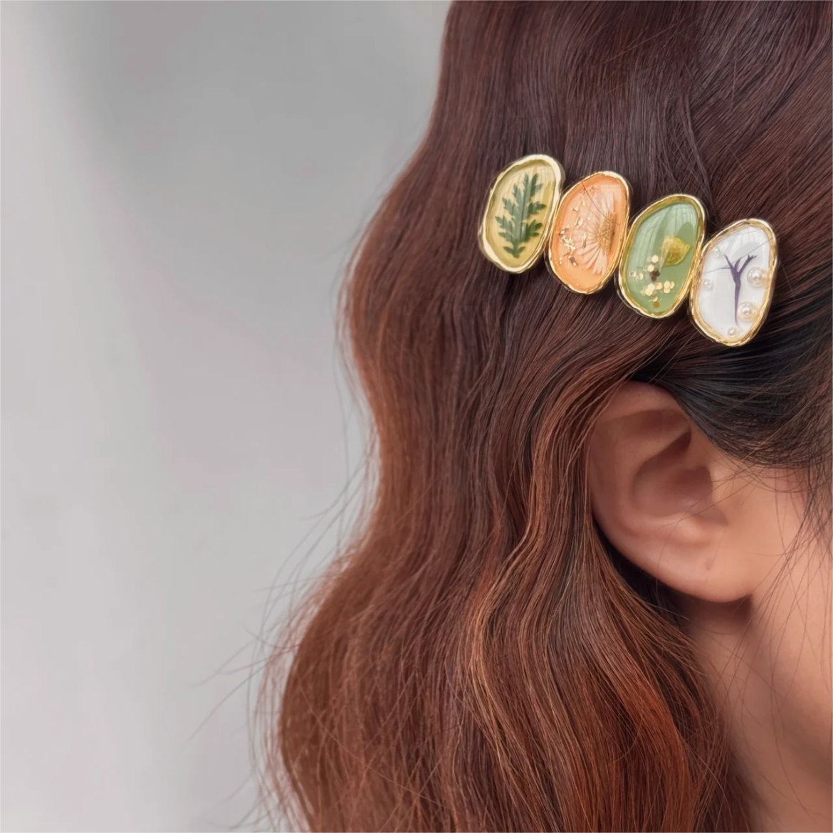 Handmade Baroque Sweet Floral Amber Hair Clip