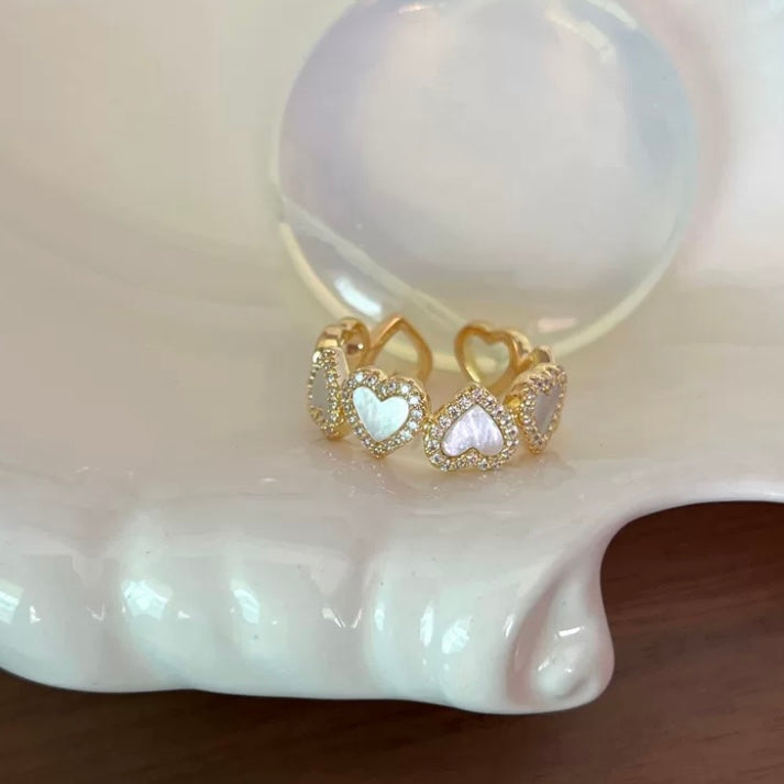 Elegant Gold Plated Enamel Heart Open Ring