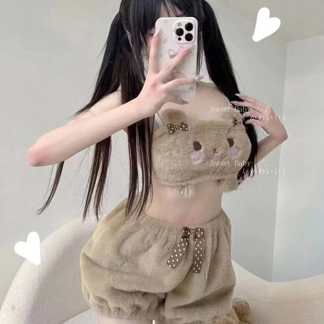 Kawaii soft Set pajamas Lingerie Fuzzy