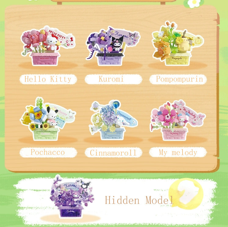 Flower basket building blocks blind box