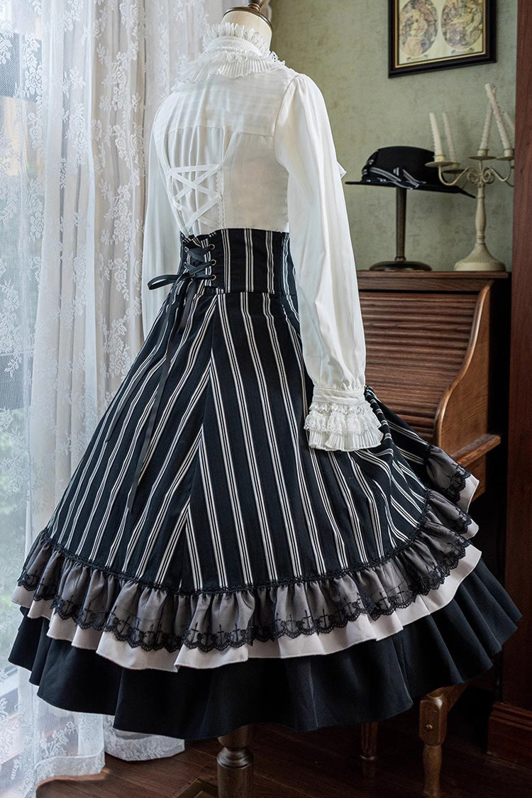 Multi-Layer Striped Ruffle Skirt for Lolita - Gothic Edge