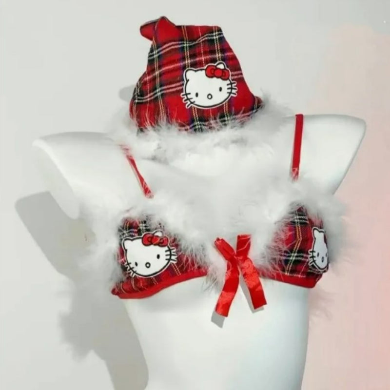 Christmas Kitty Bra Panties Set KI343