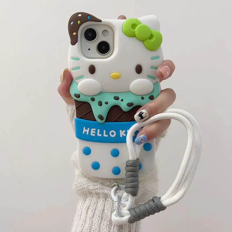 Kitty Ice Cream Phone Case with Phone Charm