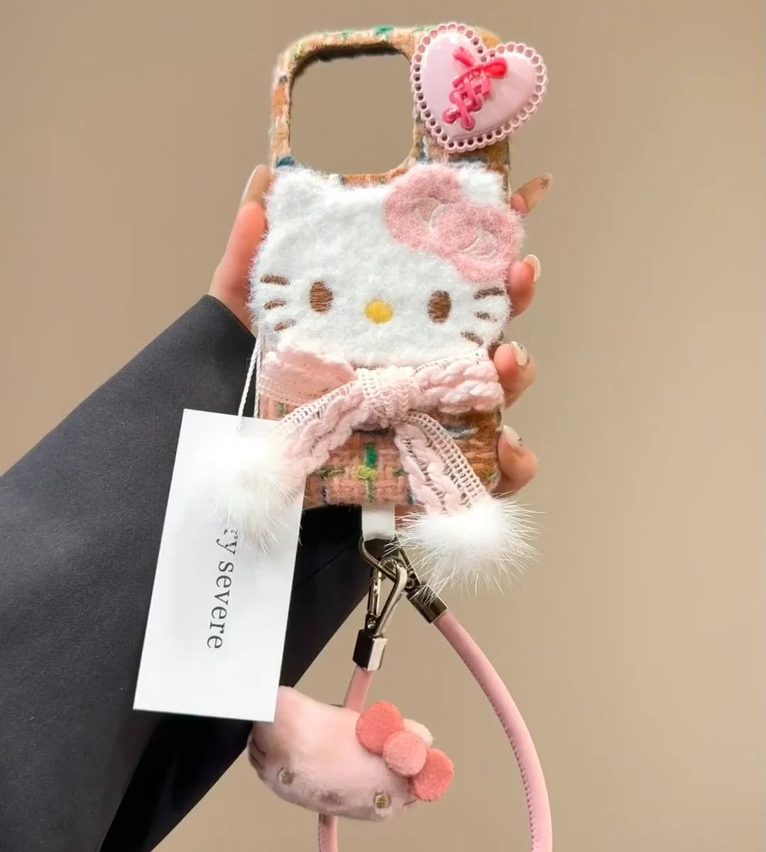 Kitty Fuzzy Phone Case With Charm