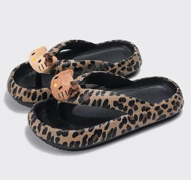 Kitty Leopard Chunky Thongs