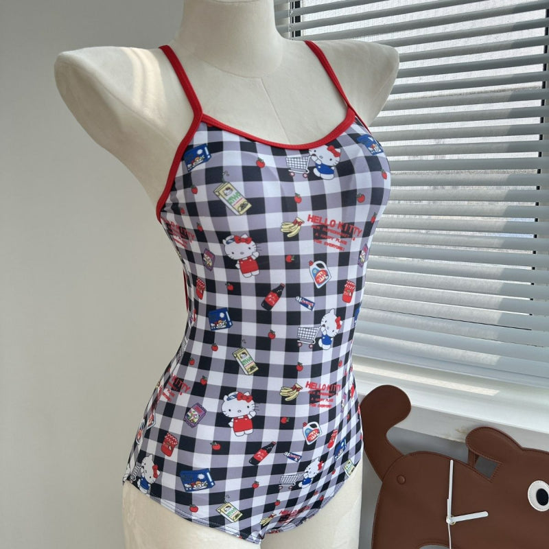 Cute Kitty Plaid Swimsuit KI614